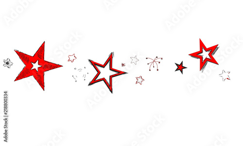 Sterne Skizze Rot Stern Band Banner Stift Zeichnung 