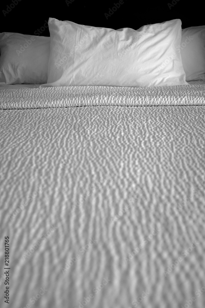 Clean Bed and Pillows White Sheets Comfort for Sleeping Clean Bed and Pillows White Sheets Comfort for Sleeping