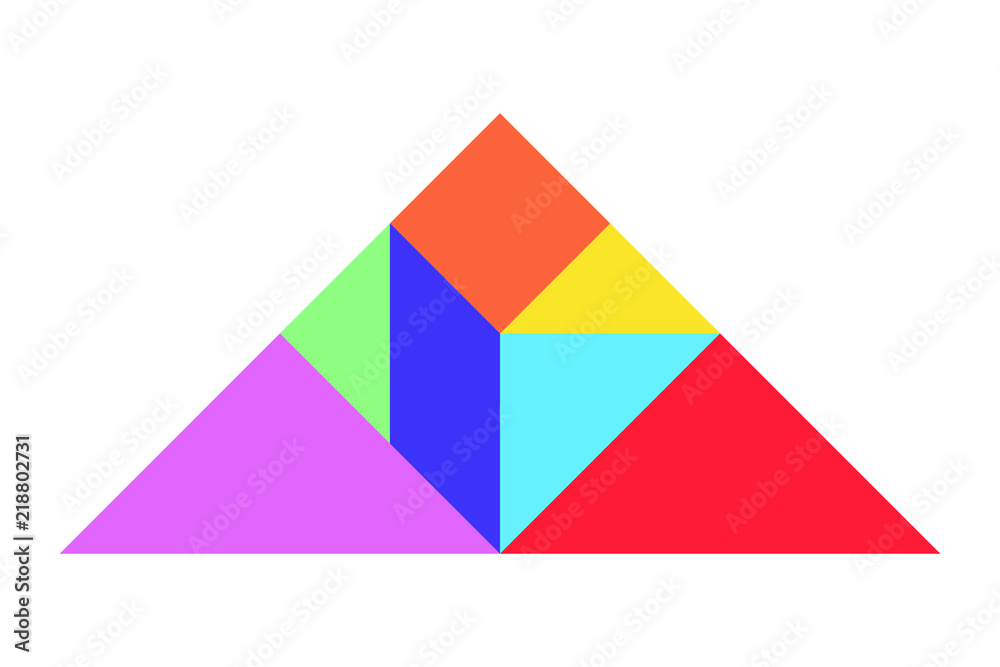 Color tangram puzzle in triangle shape on white background (Vector) Color tangram puzzle in triangle shape on white background (Vector)