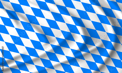 The Bavarian flag waving from the wind; proudly fluttering in the wind