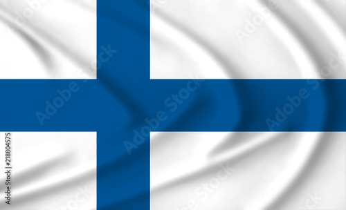 Photo The flag of Finland waving from the wind, proudly fluttering in the wind