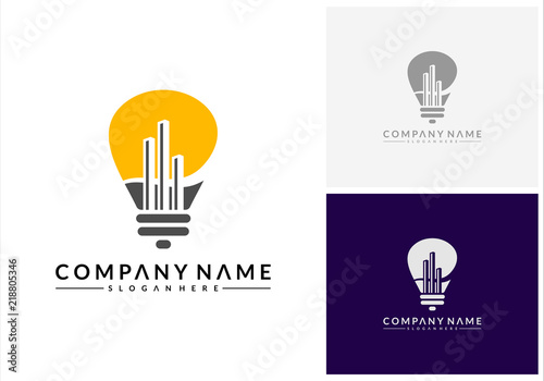 Bulb city logo template, Building Idea logo template, Modern Bulb City logo designs concept