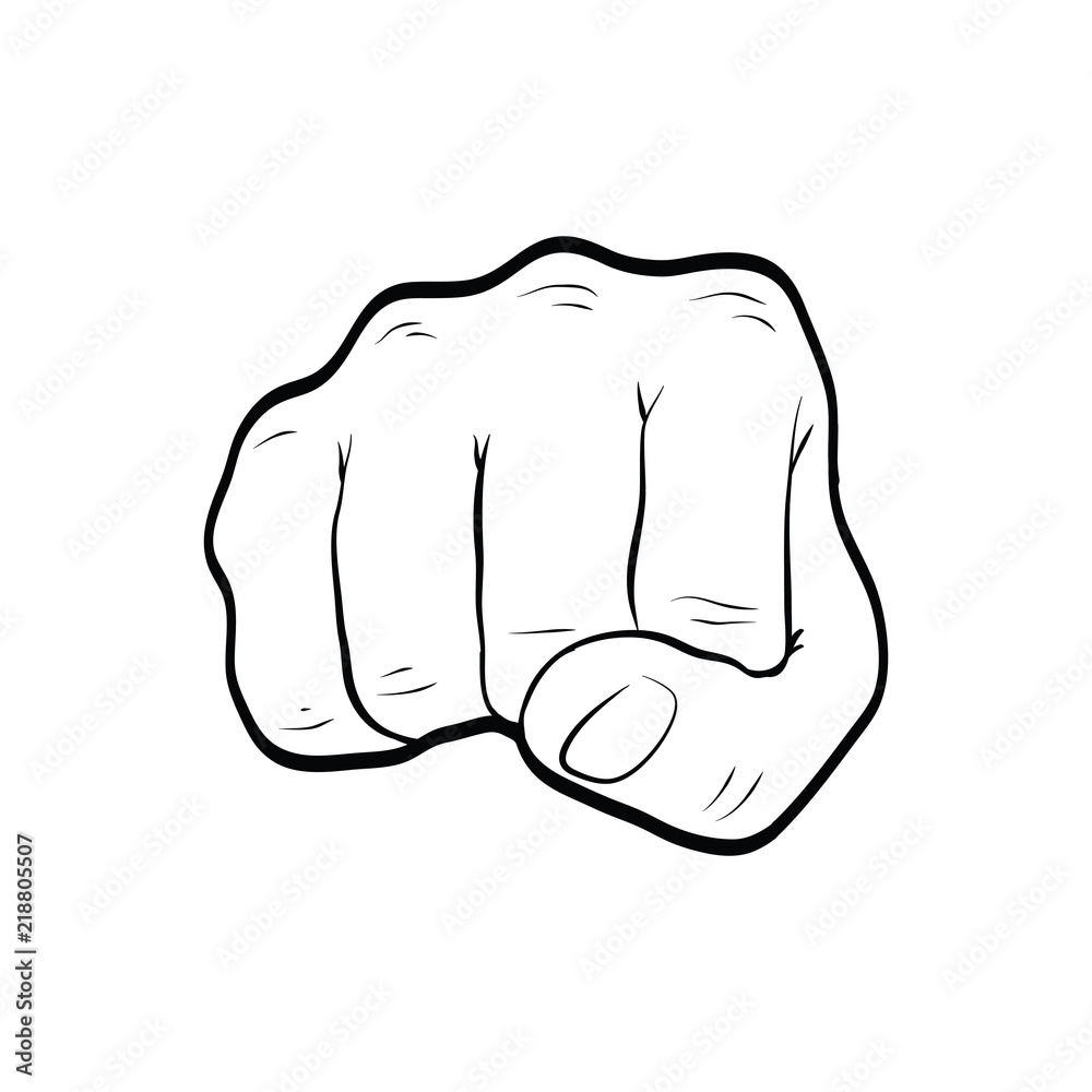 Fist punch hand gesture line art outline Stock Vector Adobe Stock