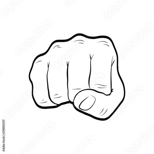 Fist punch hand gesture line art outline