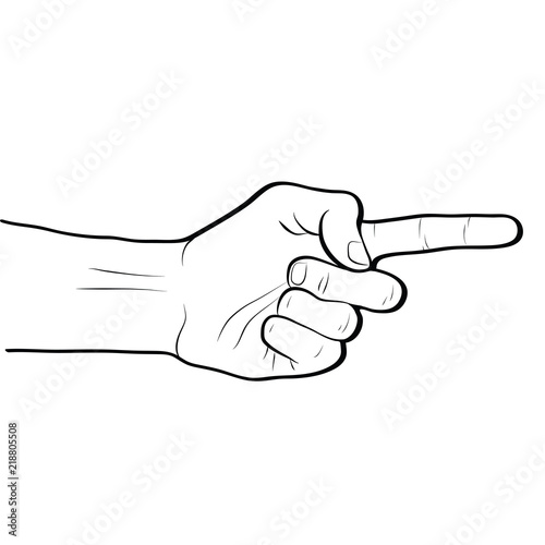 Pointing direction hand gesture line art outline