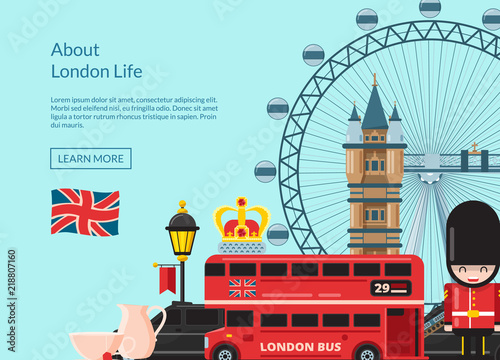 Photography Vector cartoon London sights illustration