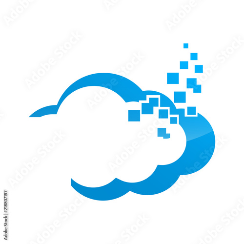 blue cloud symbol ,big data cloud logo,big cloud technology logo. CLoud data management vector logo