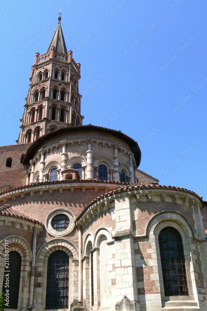 Rear view of Saint-Sernin basilica in Toulouse, Haute-Garonne, France
