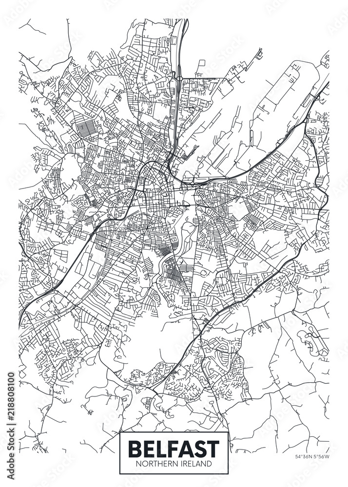 Obraz Vector poster detailed city map Belfast