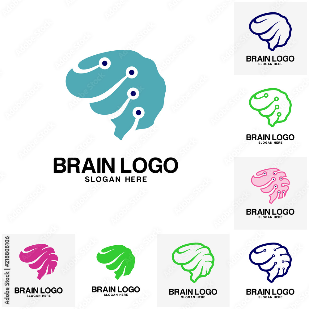 Set of Brain logo vector