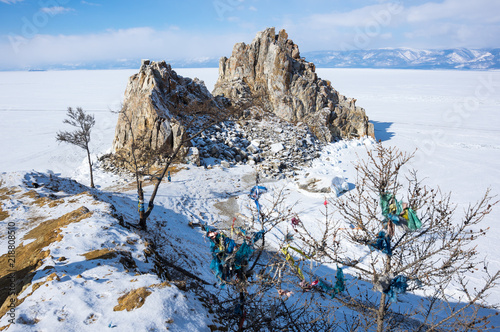 Cape Burkhan (Shaman Rock) on Olkhon Island at Baikal Lake photo