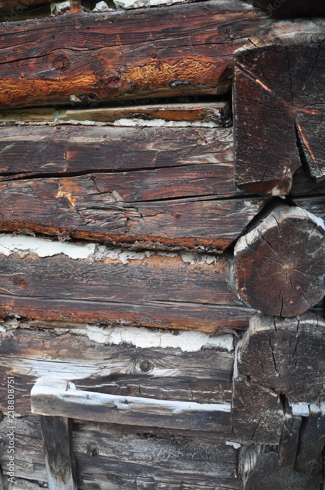 Old Log Home or Cabin, Bad Chinking or Mortar Old Log Home or Cabin, Bad Chinking or Mortar