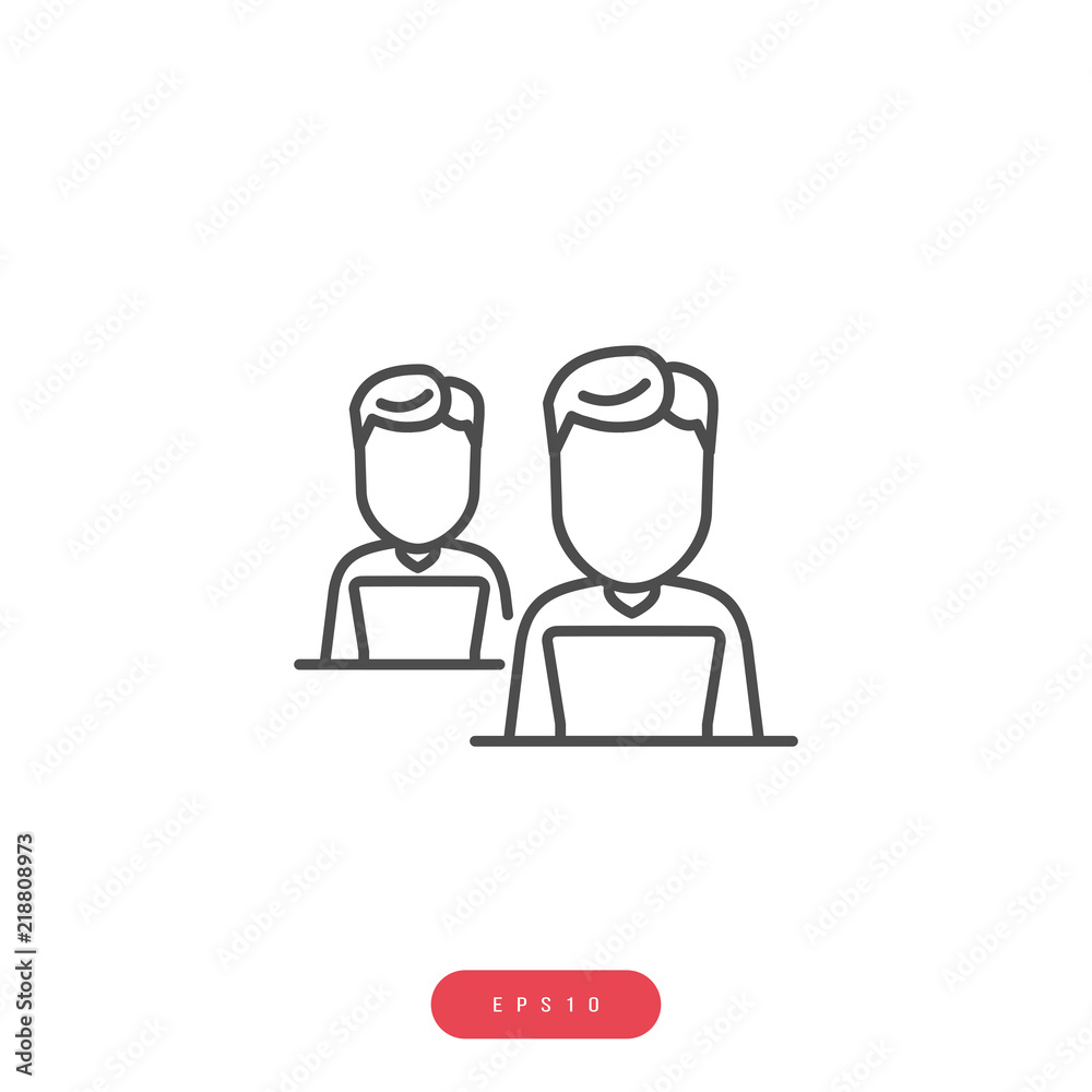 Teamwork Vector Icon Business Management Related Vector Line Icon. Editable Stroke. 1000x1000 Pixel Perfect.