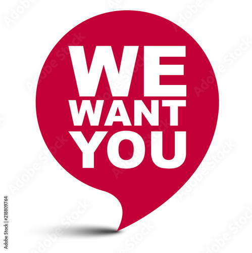 red vector bubble banner we want you