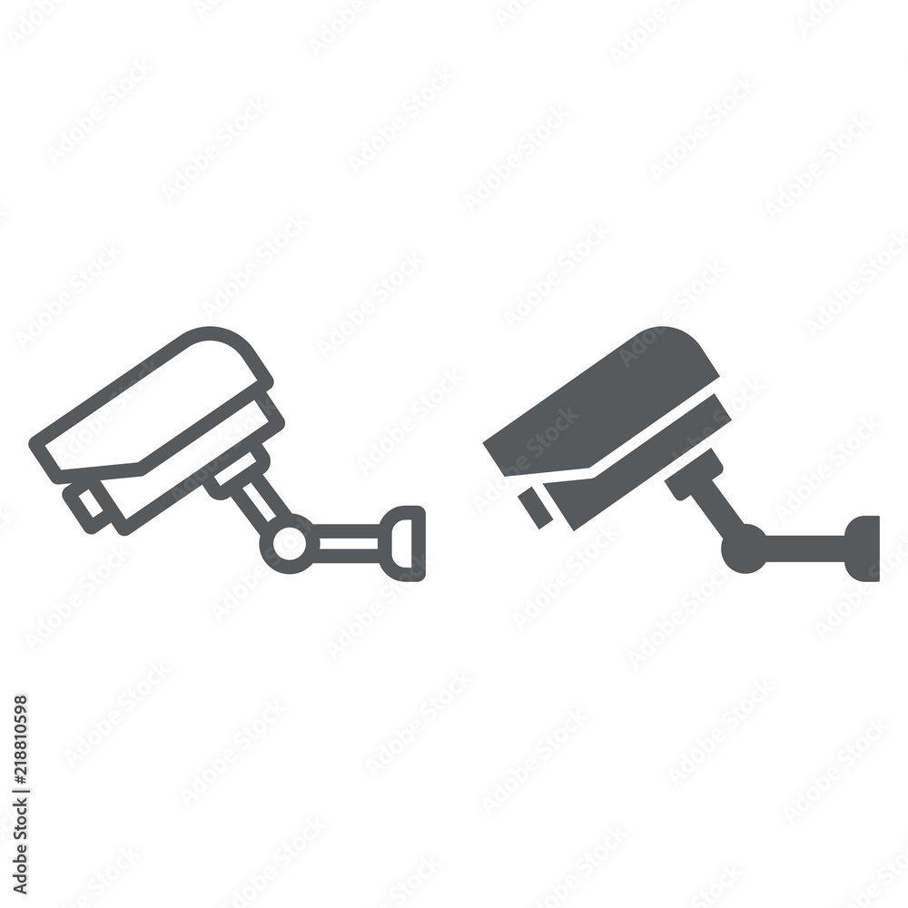 Video surveillance line and glyph icon, electronic and device, security camera sign, vector graphics, a linear pattern on a white background, eps 10. Video surveillance line and glyph icon, electronic and device, security camera sign, vector graphics, a linear pattern on a white background, eps 10.