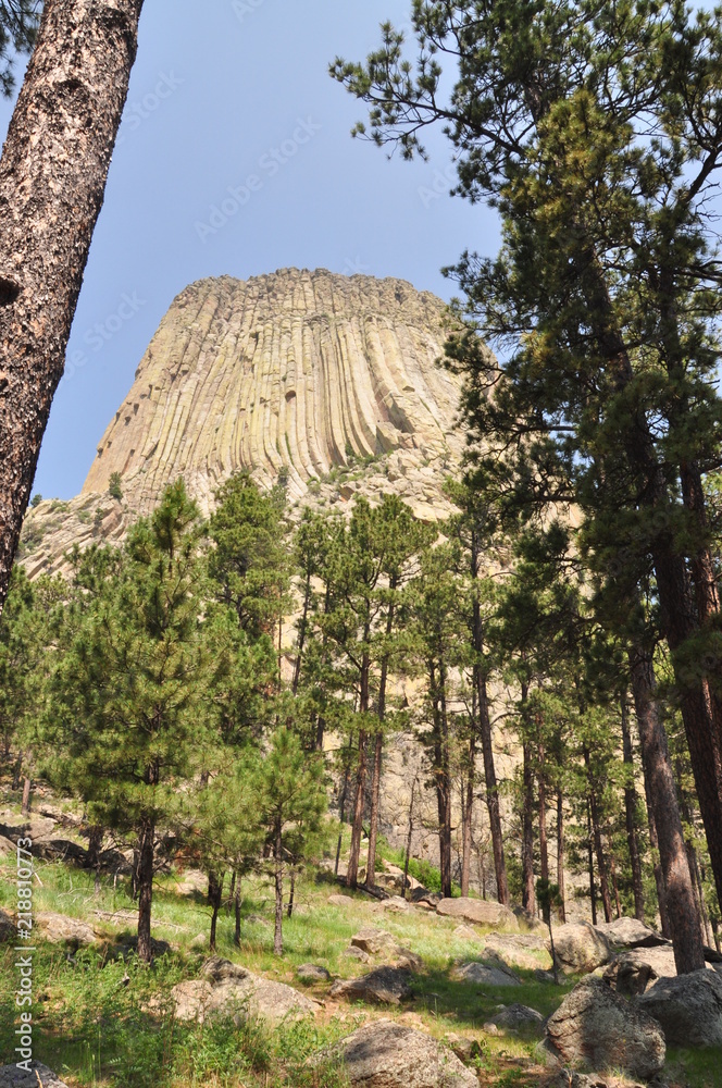 Fototapeta premium Devil's Tower National Monument, Wyoming, Black Hills, Haze from Wildfires