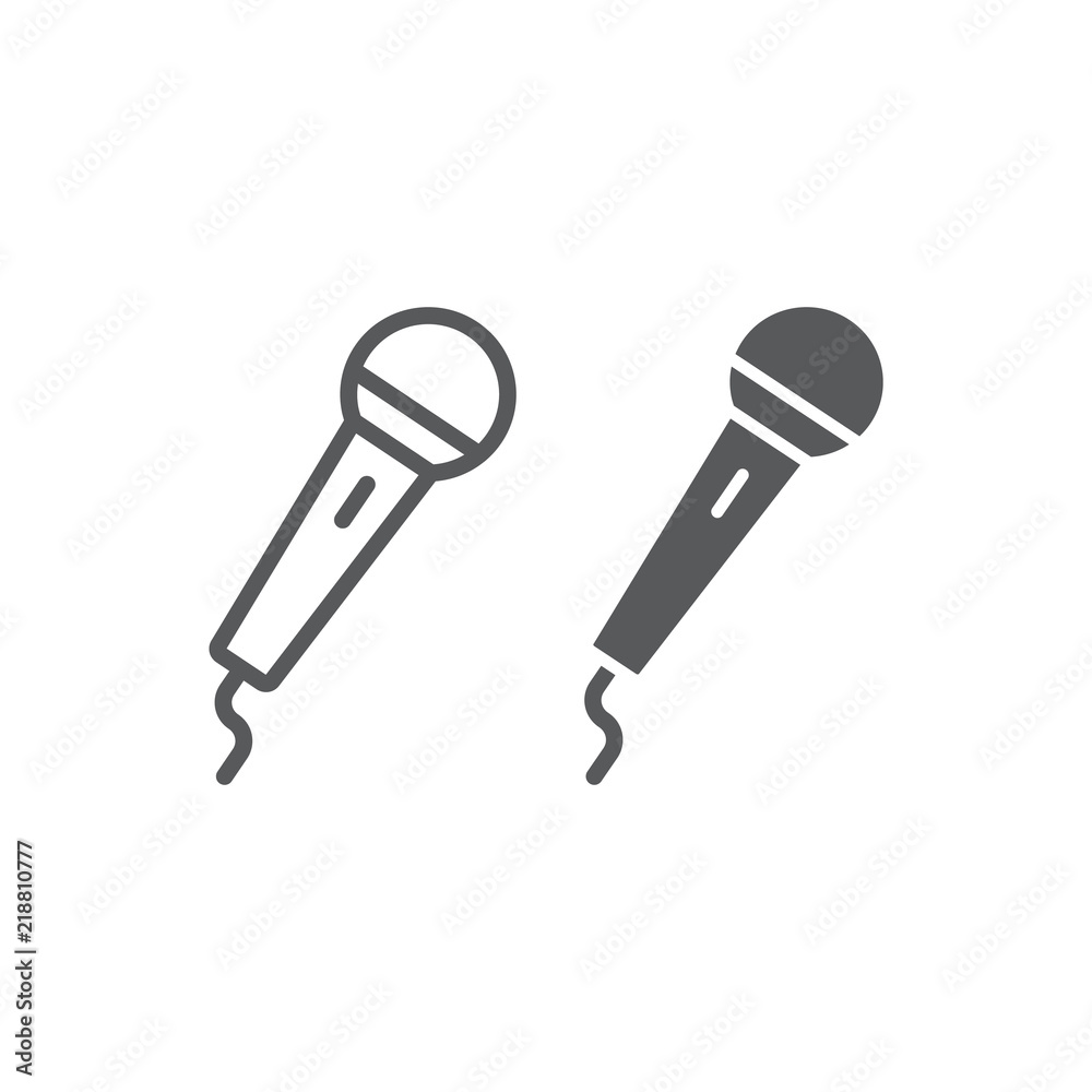 Microphone line and glyph icon, electronic and device, mic sign, vector graphics, a linear pattern on a white background, eps 10.