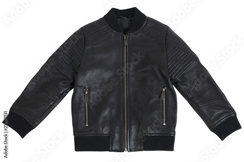 leather black jacket for boy isolated on white