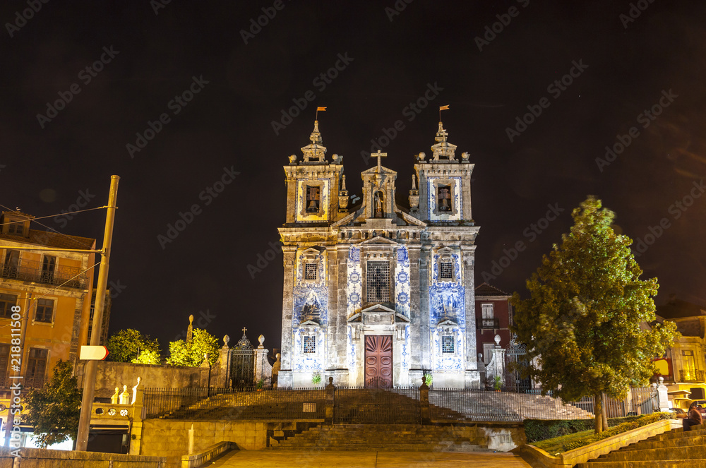 Facade of Church of Saint Ildefonso in Porto city, Portugal