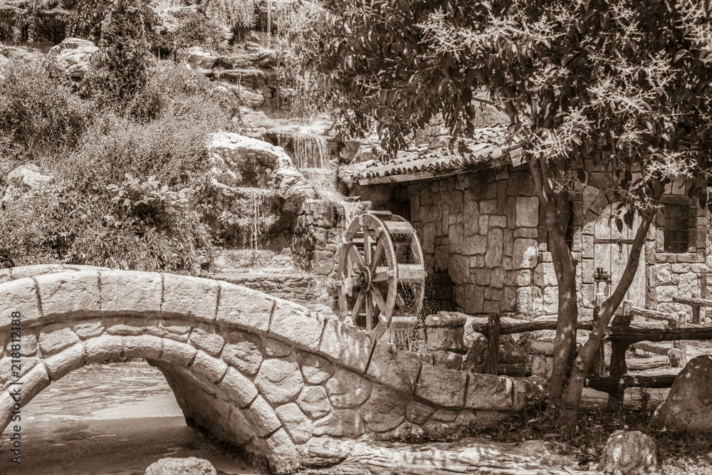 mountain, monument, garden, city, asia, park, steps, archeology, view, stone, ancient, ruins, rock, architecture, landscape, travel, old, village, mill, water mill, baraka, house, bridge, waterfall, r