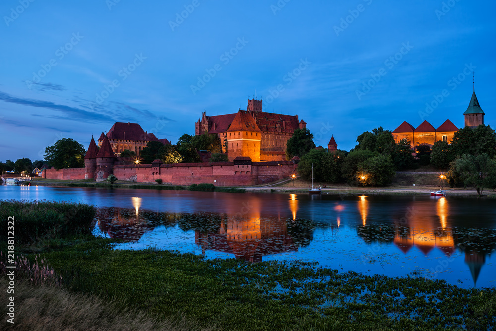 Malbork Castle In Poland Evening River View