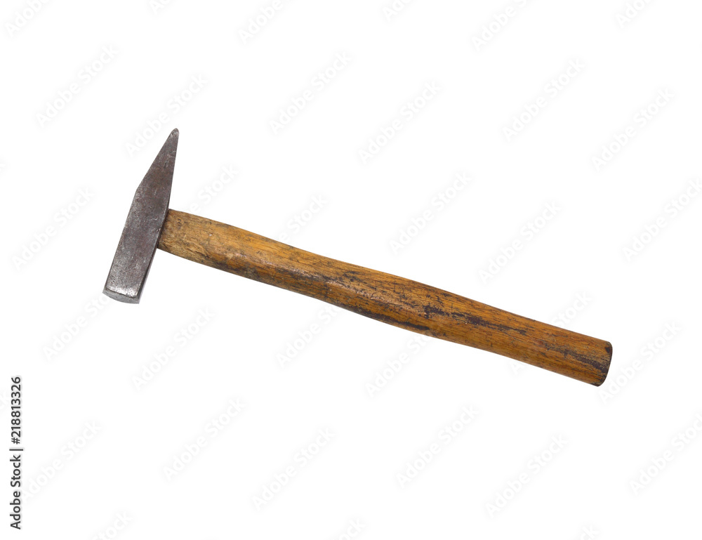 Hammer strike on white background with cipping part Hammer strike on white background with cipping part