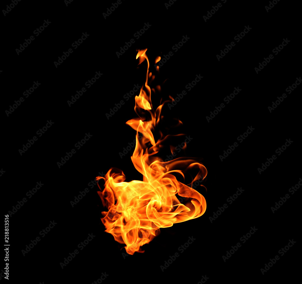 Fototapeta premium Fire flames isolated on black background