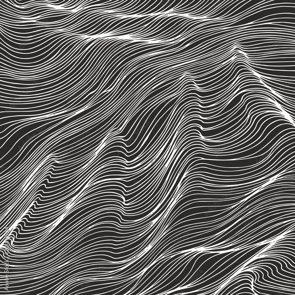 Black and white abstract background with waves