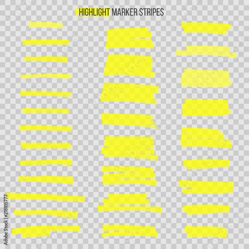 Semitransparent highlight marker stripes isolated on transparent background. Vector design elements.