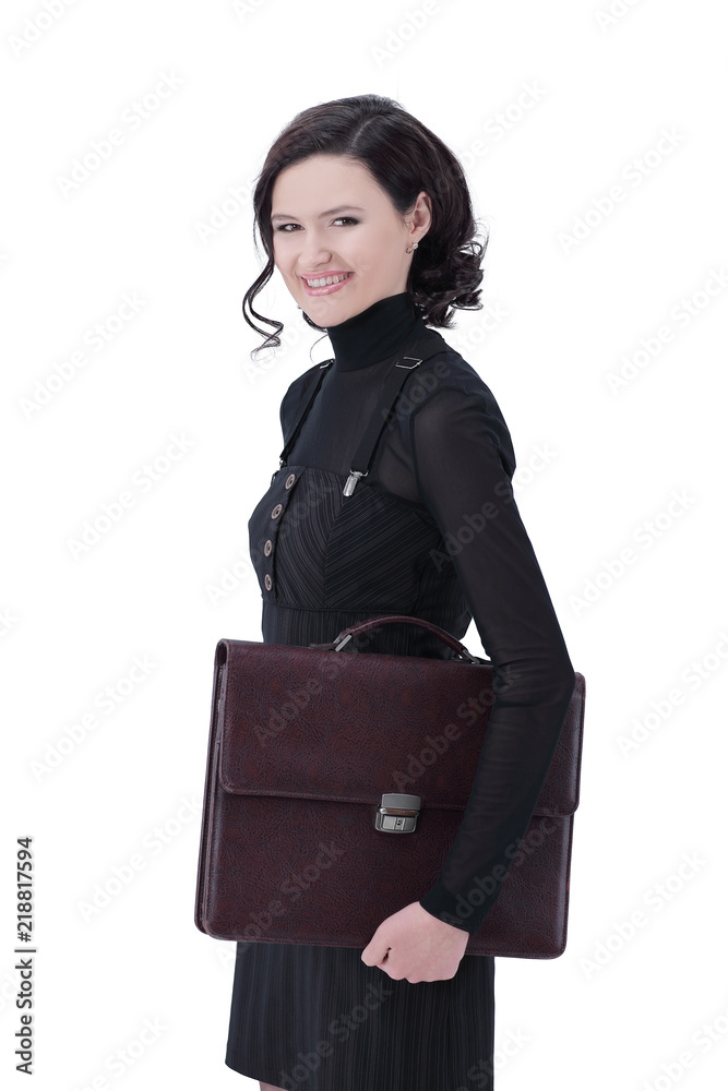 young woman consultant with a portfolio.isolated on white young woman consultant with a portfolio.isolated on white
