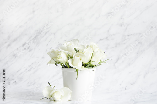 Bouquet of roses on a marble background