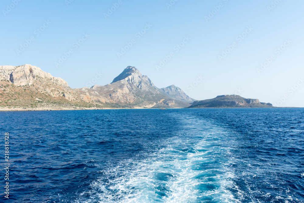 the view from the boat that leaves from the lagoon of Balos in Crete