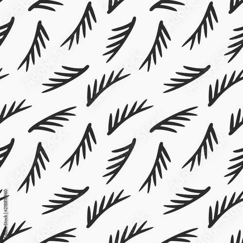 Sprigs of pine seamless vector pattern. Hand drawing print for wallpaper, wrapping, textile, poster, fabric