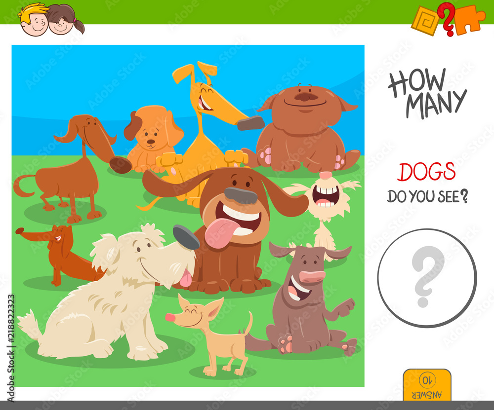 Obraz premium count the dogs activity worksheet game