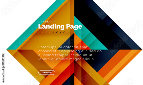 Square shape geometric abstract background  landing page web design template