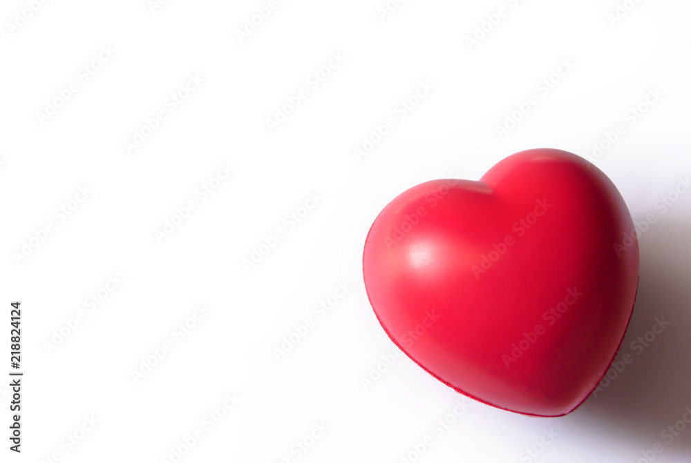Red heart : red ball foam with shape heart for valentines card. Stress reliever foam ball isolated on white background with clipping path and copy space Red heart : red ball foam with shape heart for valentines card. Stress reliever foam ball isolated on white background with clipping path and copy space