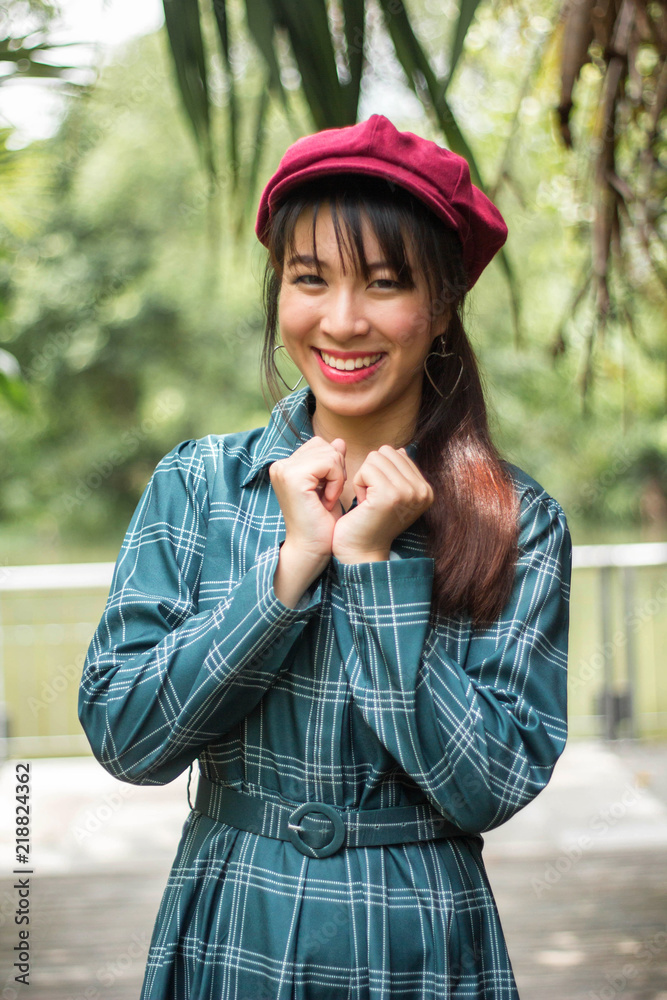 Portrait charming beautiful Asia woman at garden park nuture background. Portrait charming beautiful Asia woman at garden park nuture background.