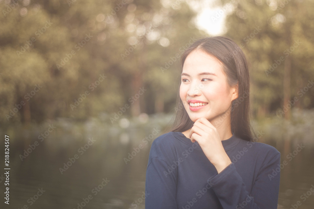 Portrait charming beautiful Asia woman at garden park nuture background. Portrait charming beautiful Asia woman at garden park nuture background.