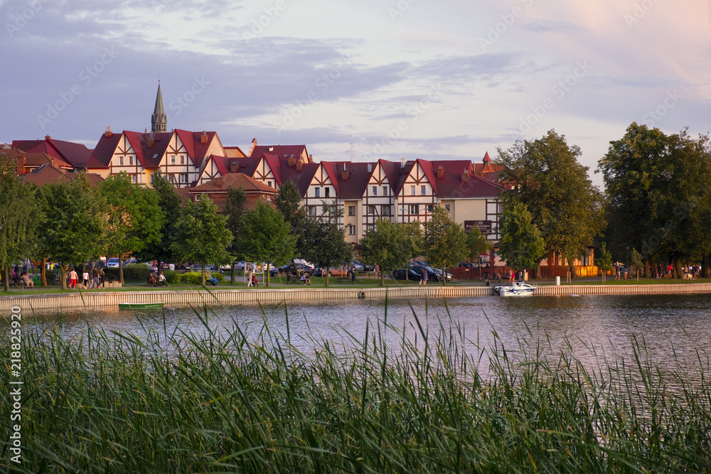 Obraz premium Elk, Poland - Panoramic view of the town of Elk at the Elckie lake