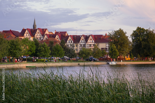 Fototapeta Naklejka Na Ścianę i Meble -  Elk, Poland - Panoramic view of the town of Elk at the Elckie lake