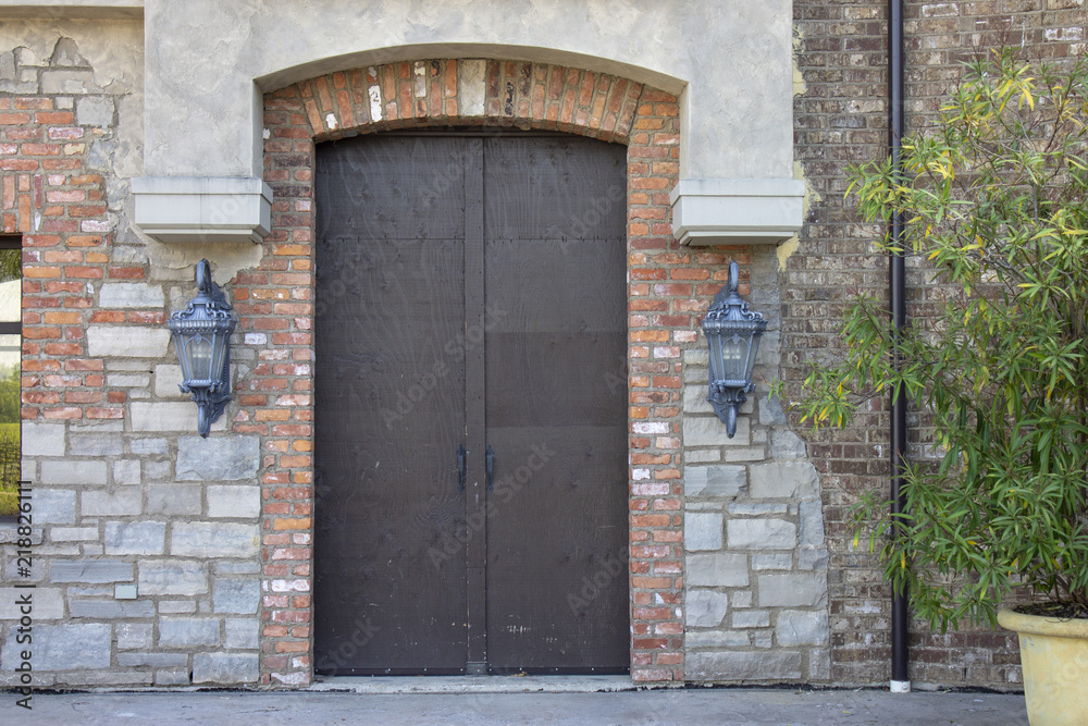 Large Doors on Stone Exterior Large Doors on Stone Exterior