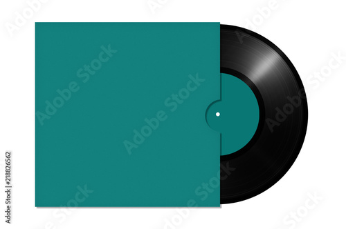 vinyl record in an envelope on a white background