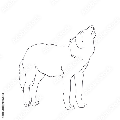 wolf howls, image lines, vector