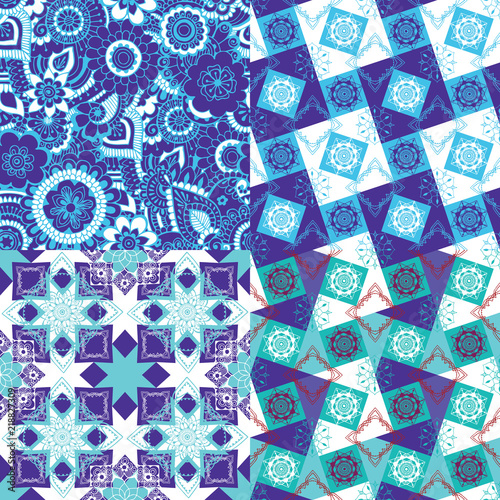 4 seamless pattern with oriental ornament.