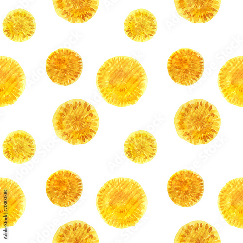 Watercolor seamless pattern of dandelion flowers