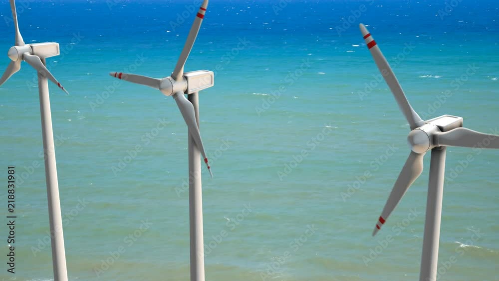 Wind turbines generating electricity. Eco power