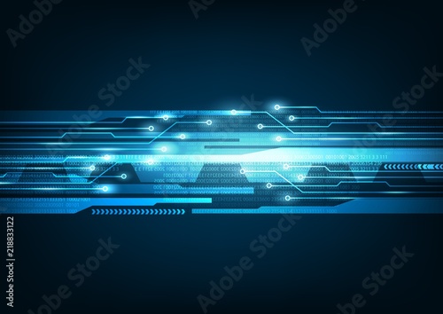 Vector Hight Digital Line and Futuristic Circuit Board on Blue background.Hi-tech and Technology Concept.