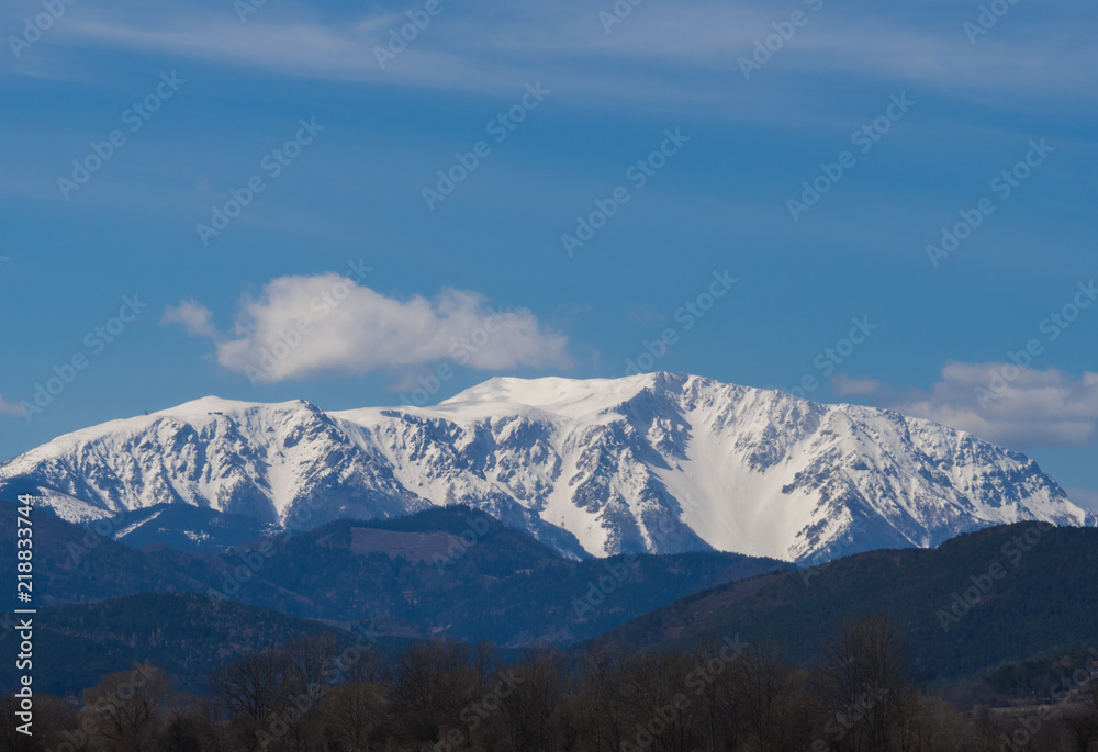 Snowcapped mountain range