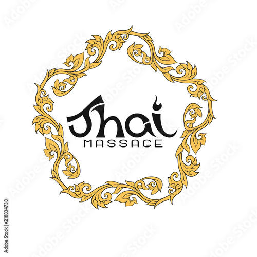 Logo for Thai massage with traditional thai ornament, pattern el