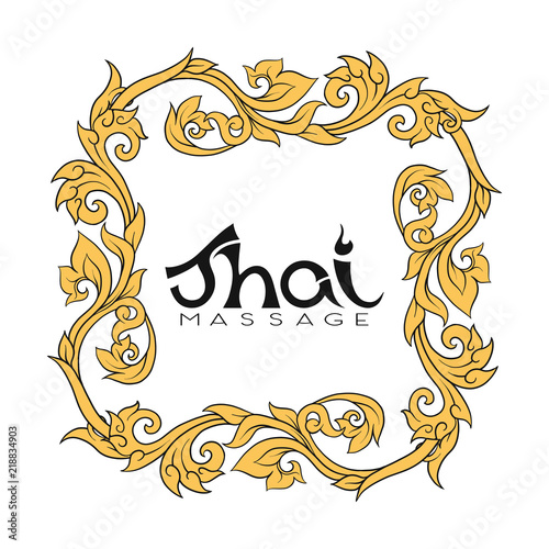 Logo for Thai massage with traditional thai ornament, pattern el